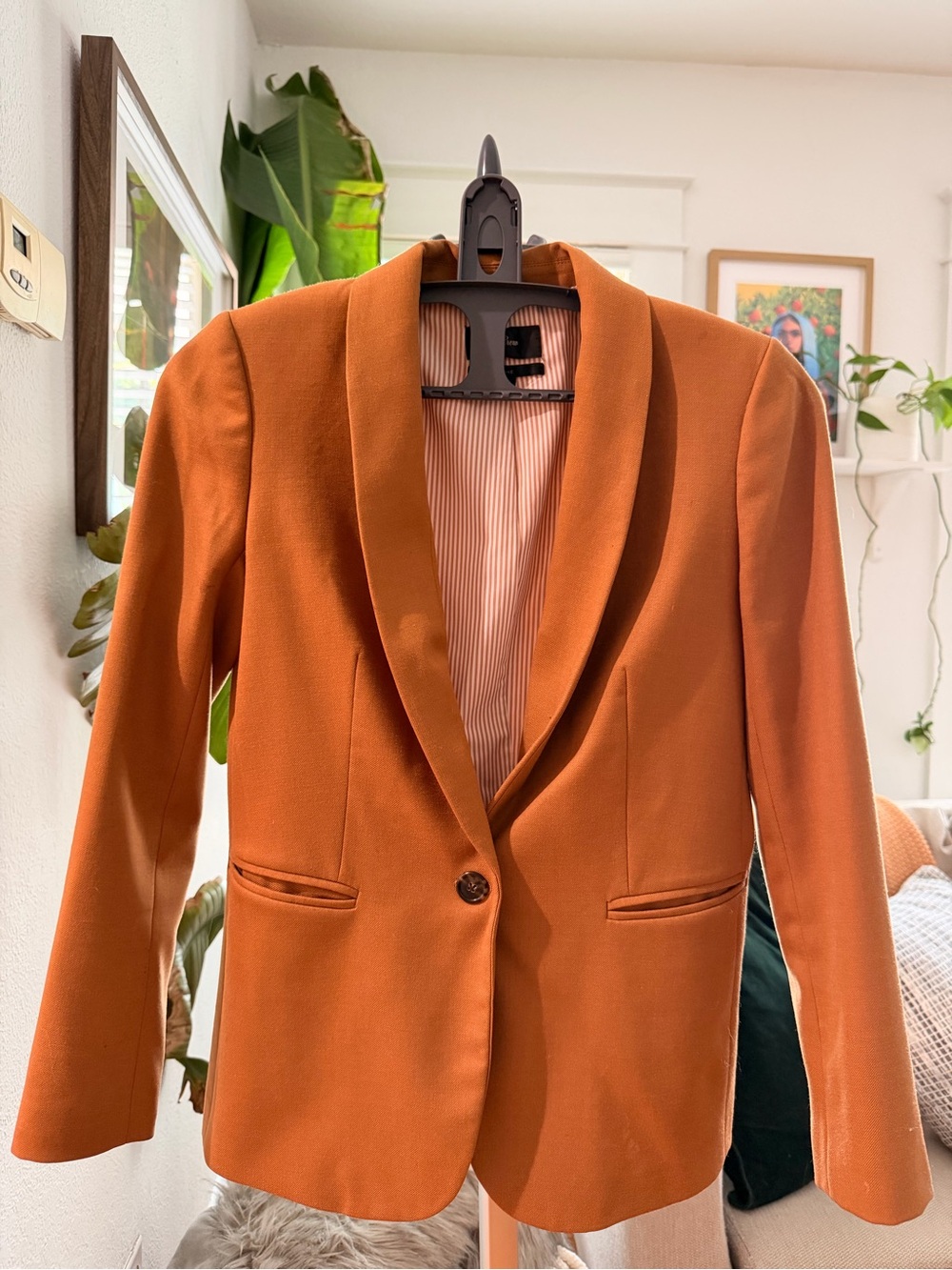 J. Crew Rust Orange Single-Button Shawl Collar Blazer